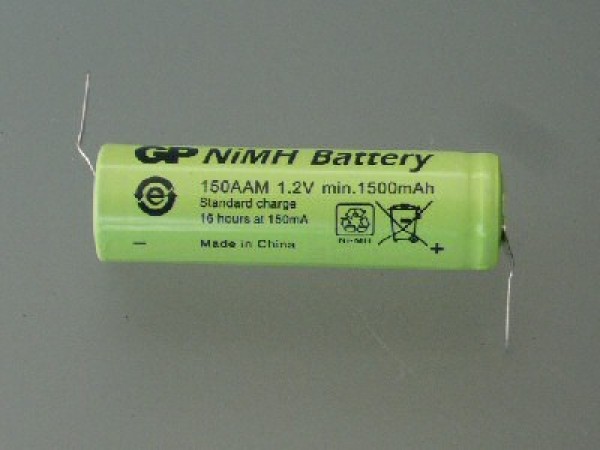 GP150AAM1A1P NiMh AA 1.2V 1500mAh met sold lippen