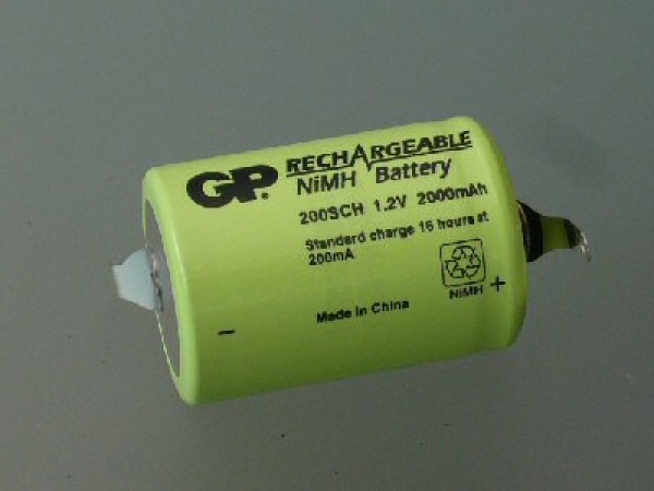 GP200SCH1A1P NiMh 4/5sub-C 1.2V 2000mAh met sold l