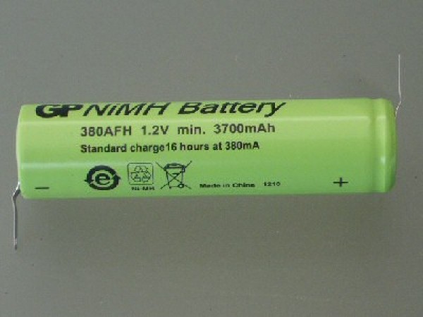 GP380AFH1A1P NiMh 7/5AF 1.2V 3800mAh met sol lippe