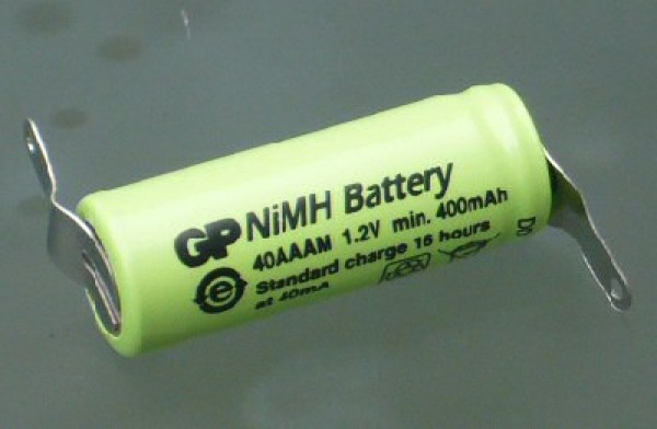GP40AAAM1A1P NiMh 2/3AAA 1.2V 400mAh met sold lipp