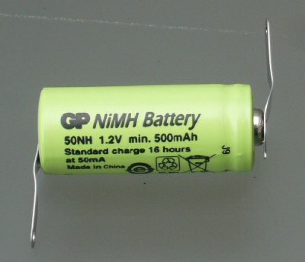 GP50NH1A1P NiMh N 1.2V 500mAh met sold lippen
