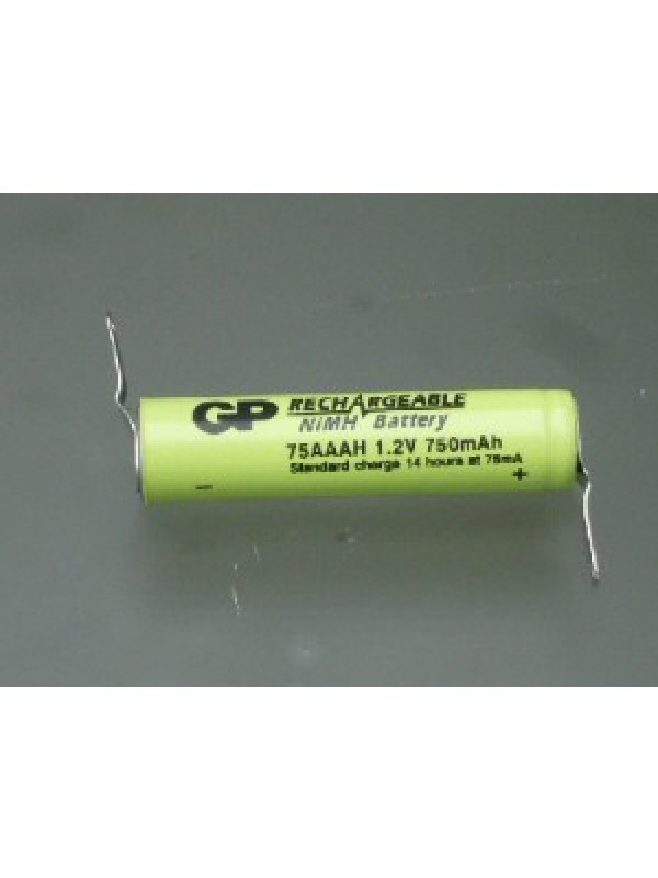 GP75AAH1A1P NiMh 2/3AA 1.2V 750mAh met sold lippen