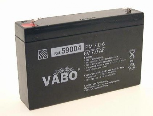 Loodaccu 6V 7.0 Ah 151x34x100mm Faston 187=4.8mm
